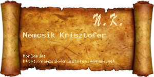 Nemcsik Krisztofer névjegykártya